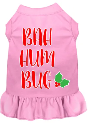 Bah Humbug Screen Print Dog Dress Light Pink Med