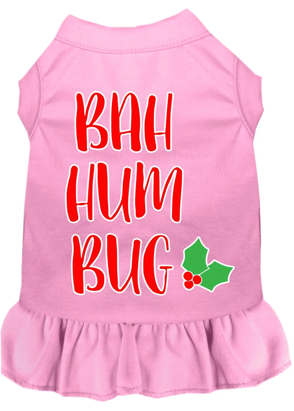 Bah Humbug Screen Print Dog Dress Light Pink Med