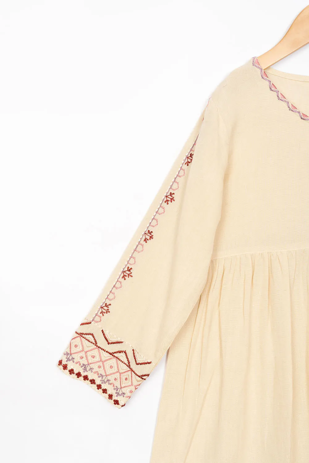 Beige Embroidery Dress