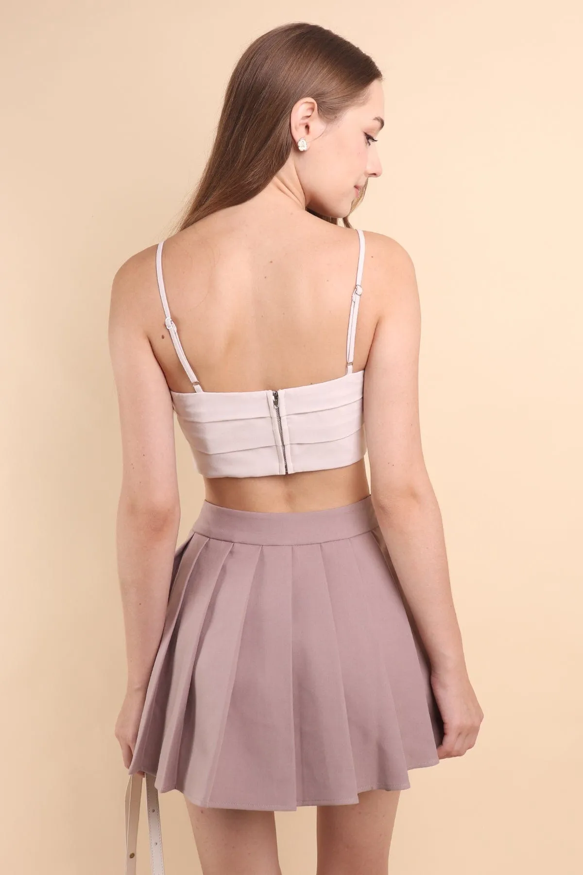 CAMU PLEATED SKIRT IN MAUVE