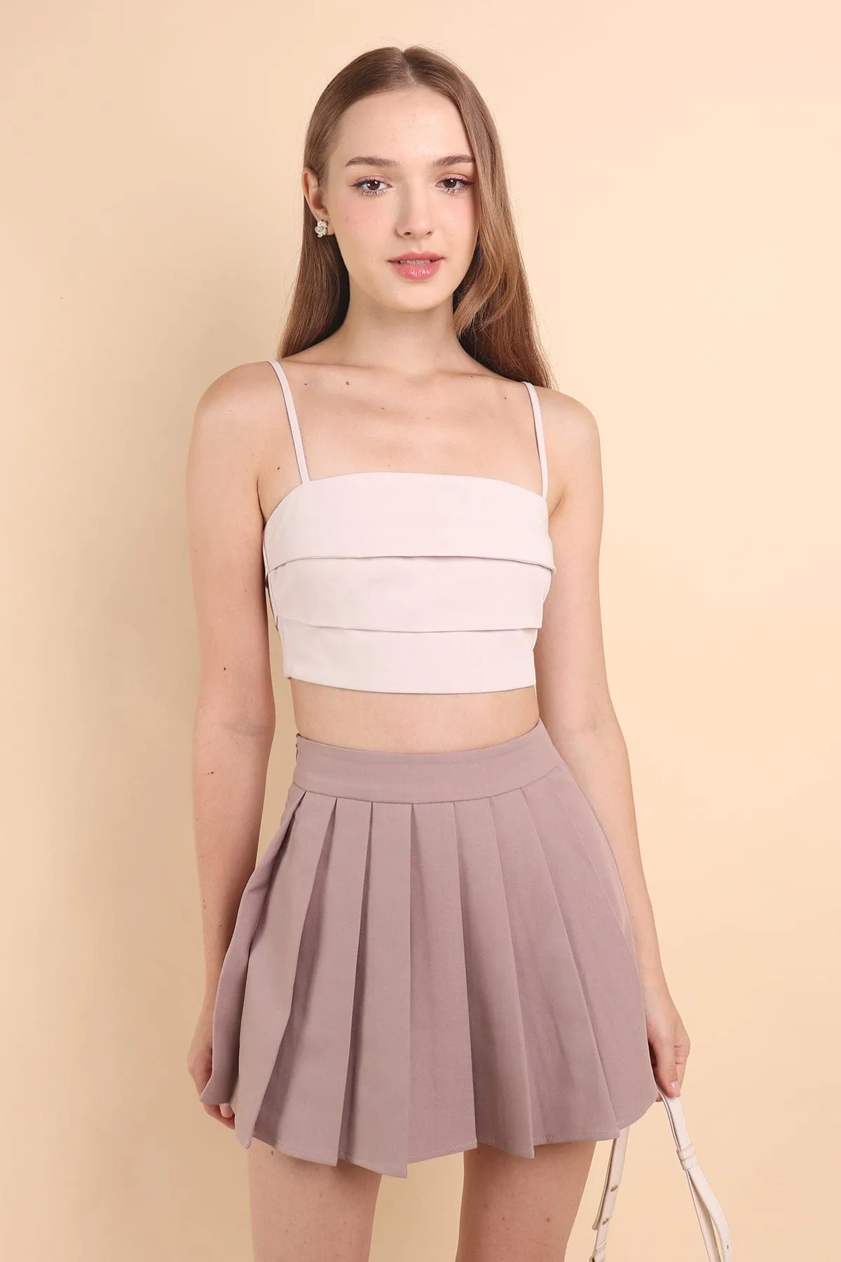 CAMU PLEATED SKIRT IN MAUVE