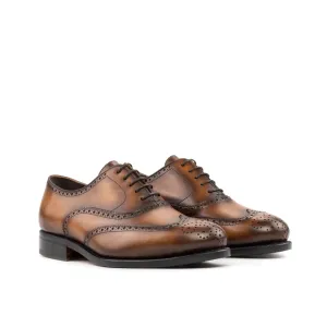 DapperFam Aeron in Med Brown Men's Italian Leather Full Brogue