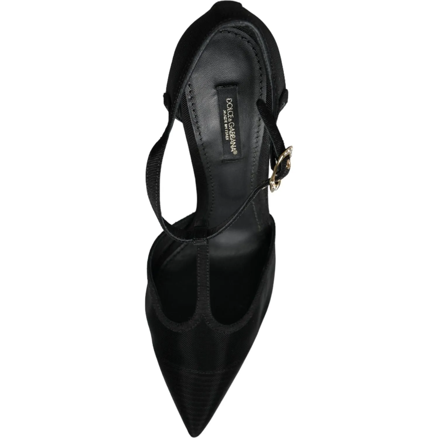 Dolce & Gabbana Black Mesh T-strap Stiletto High Heels Shoes