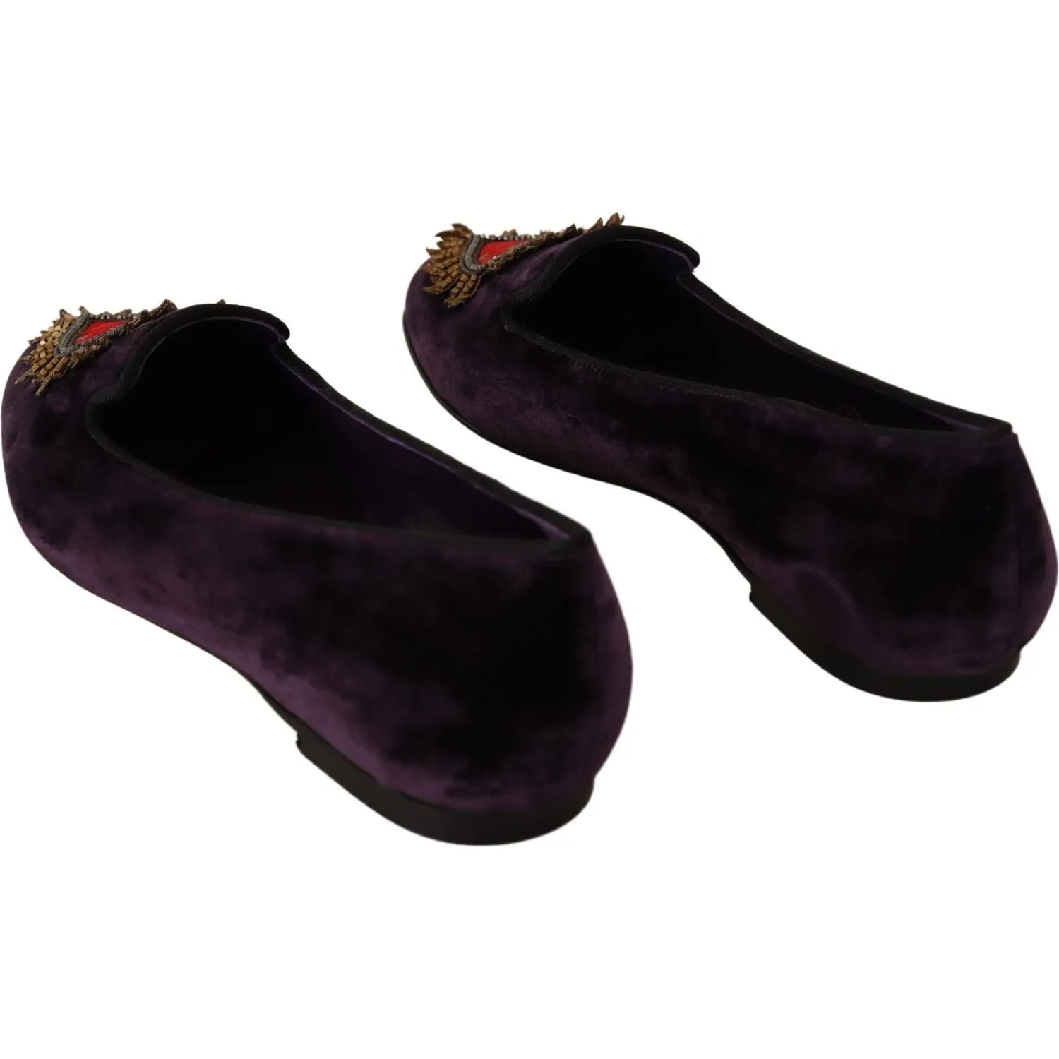 Dolce & Gabbana Chic Purple Velvet Loafers with Heart Detail