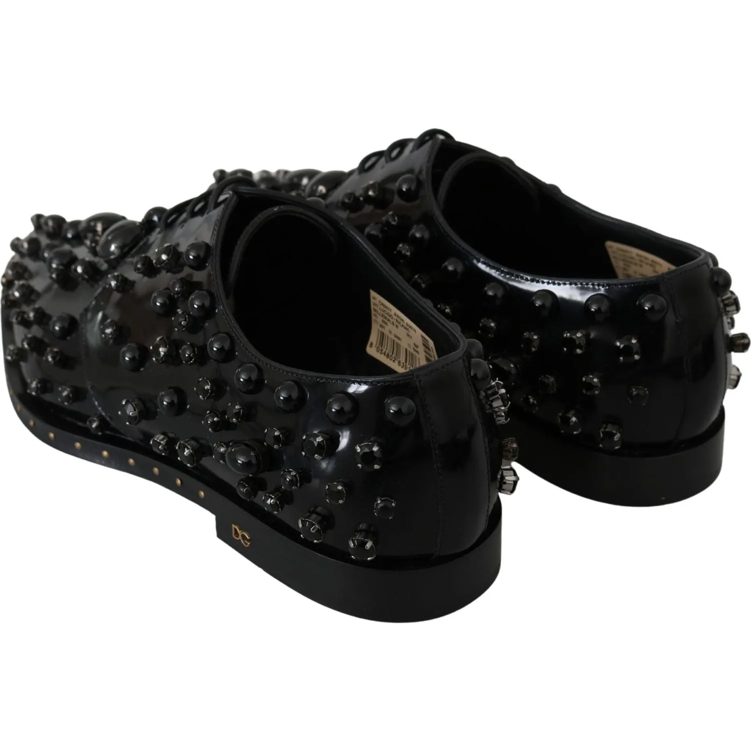 Dolce & Gabbana Elegant Black Crystal Leather Dress Shoes