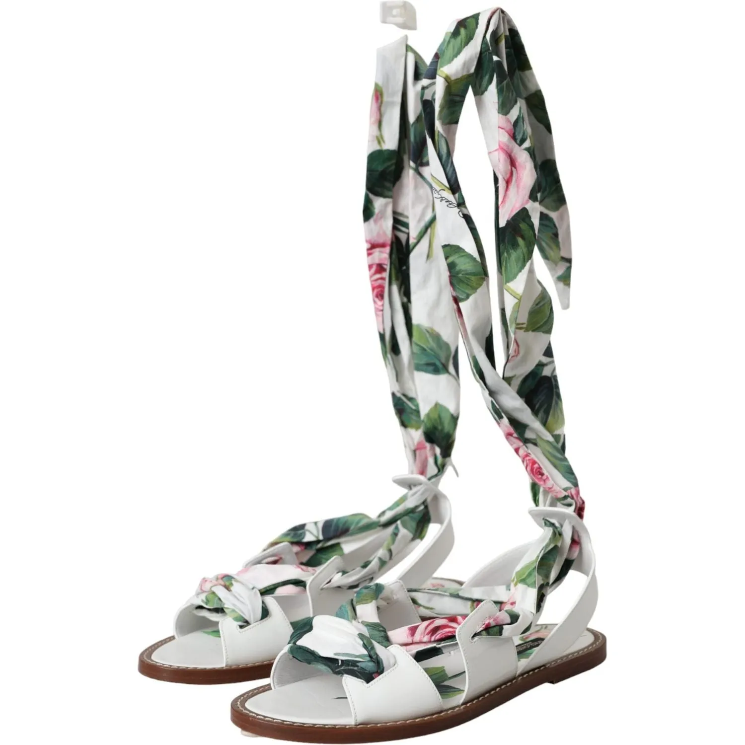 Dolce & Gabbana Multicolor Floral Print Ankle Wrap Sandals Shoes