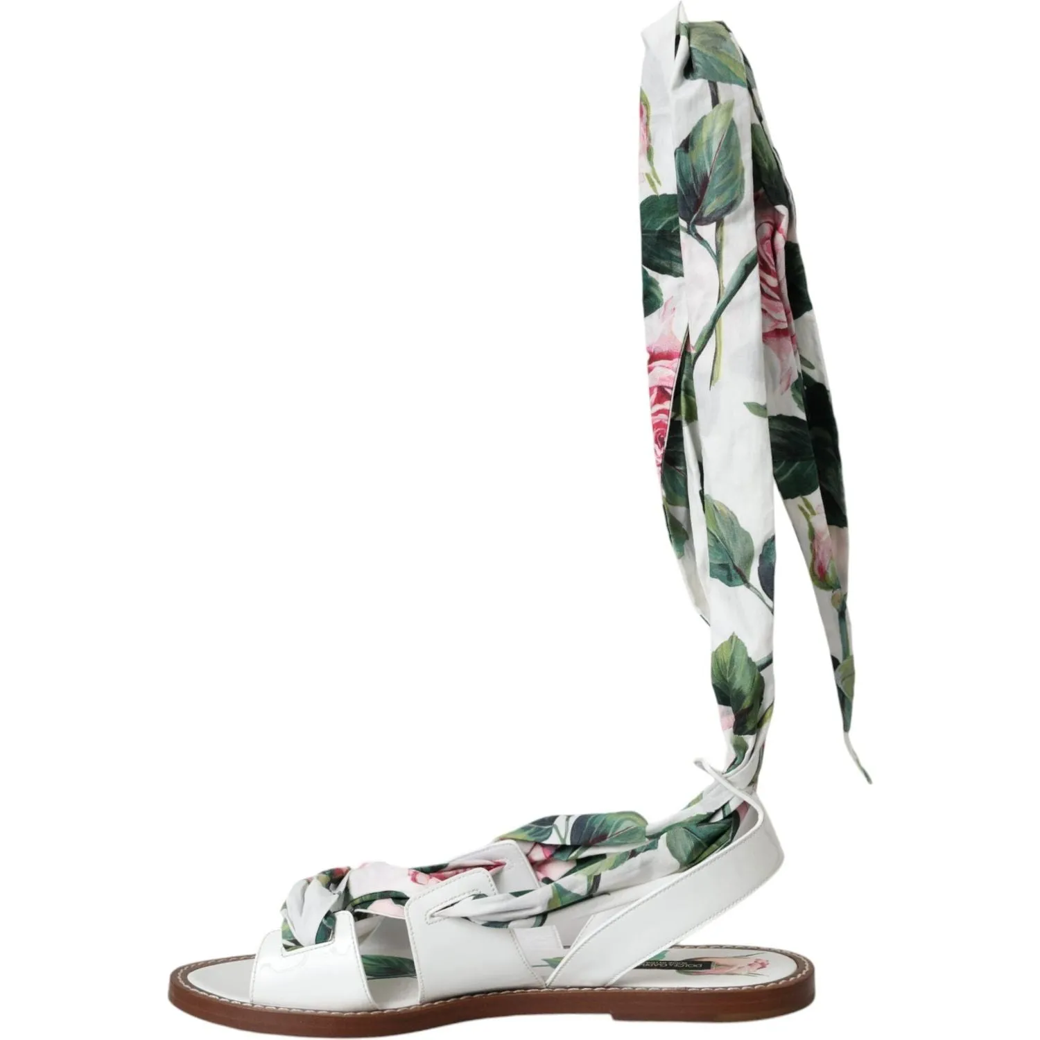 Dolce & Gabbana Multicolor Floral Print Ankle Wrap Sandals Shoes