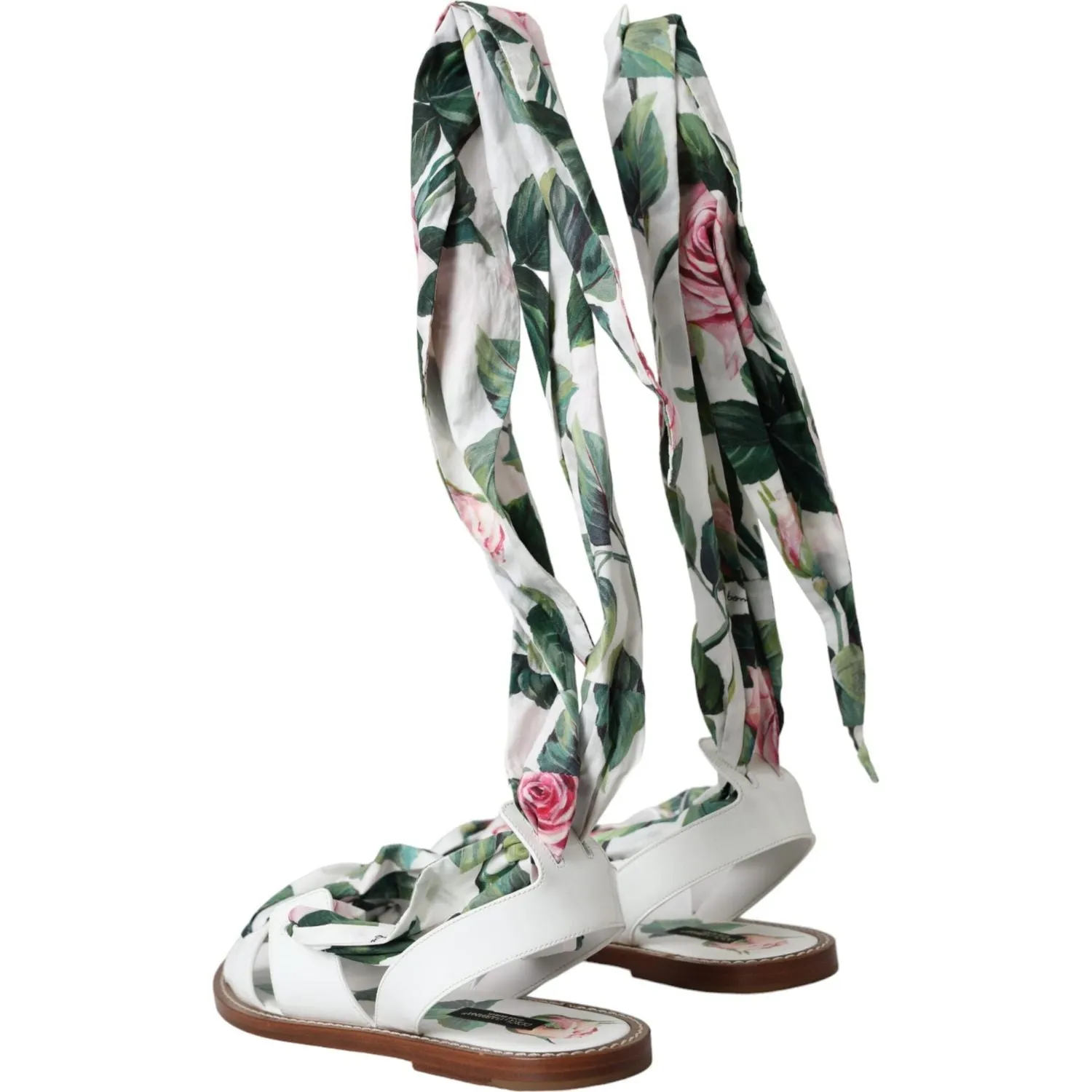 Dolce & Gabbana Multicolor Floral Print Ankle Wrap Sandals Shoes