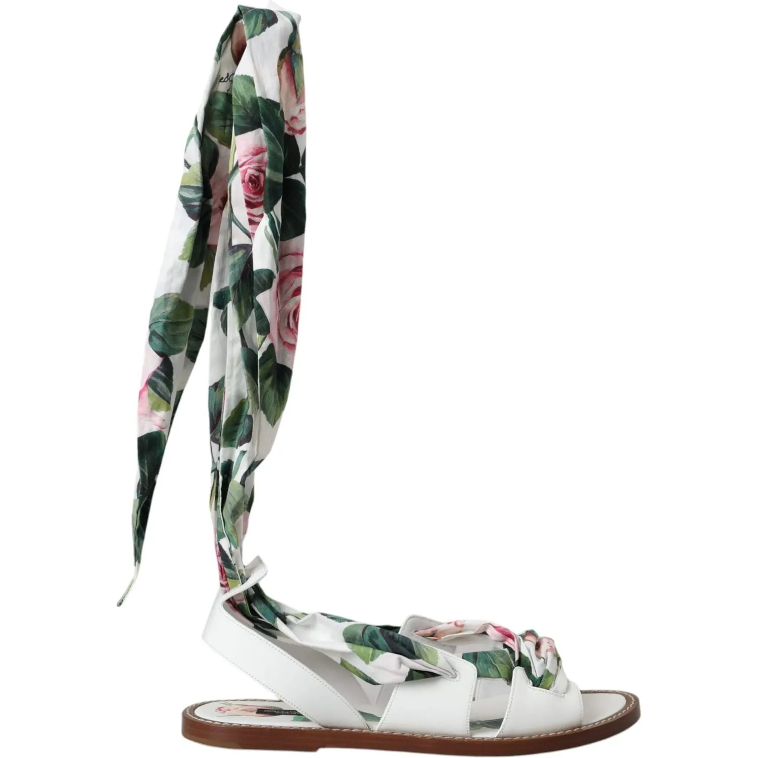 Dolce & Gabbana Multicolor Floral Print Ankle Wrap Sandals Shoes