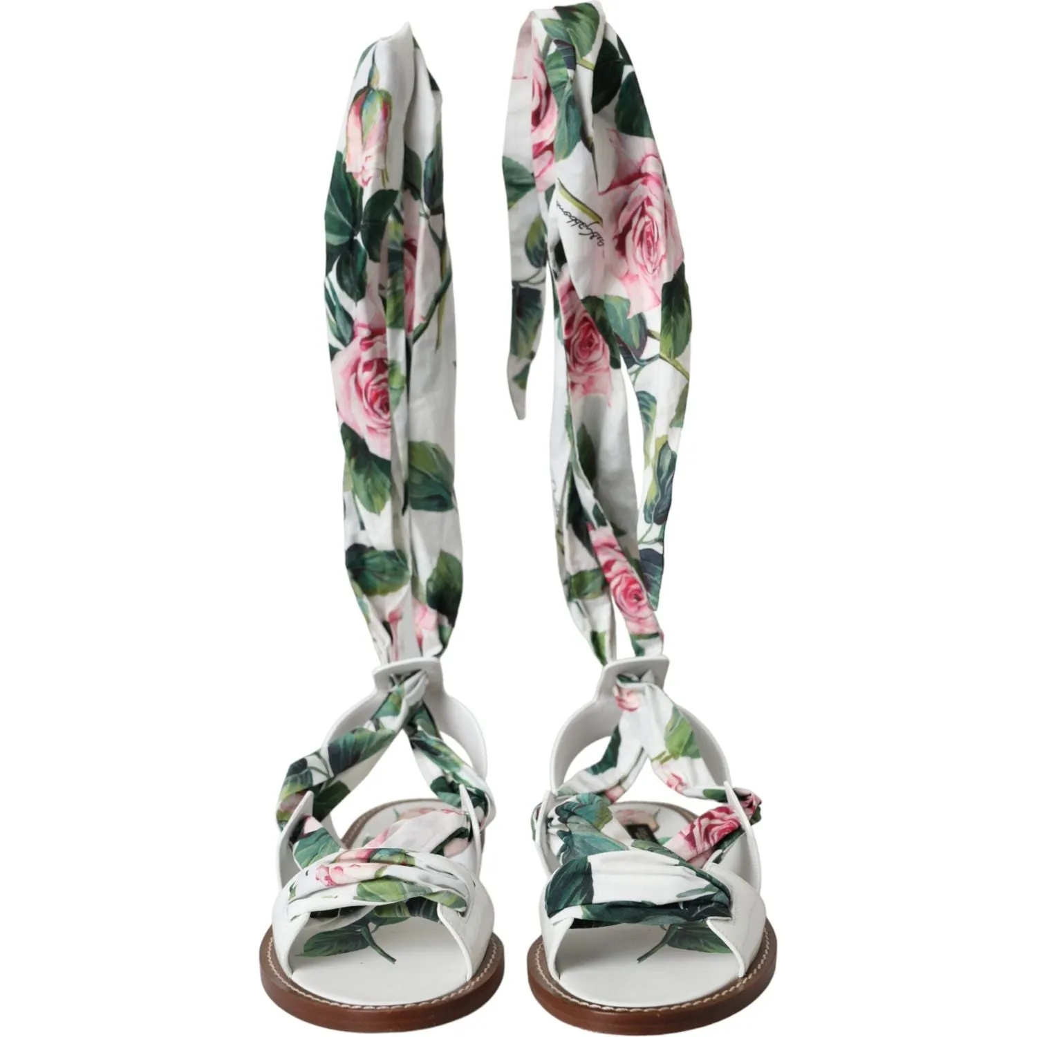 Dolce & Gabbana Multicolor Floral Print Ankle Wrap Sandals Shoes