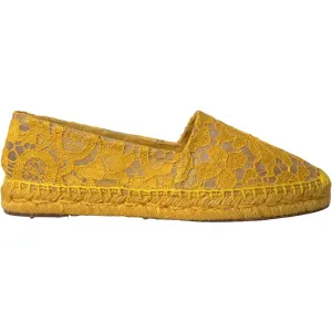 Dolce & Gabbana Yellow Taormina Lace Espadrille Loafers Flats Shoes