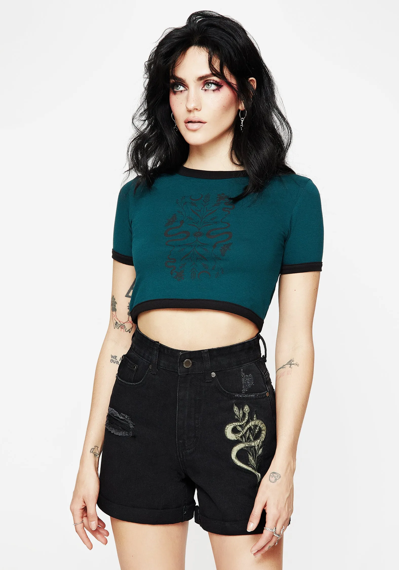 Dominion Snake Print Crop Baby Tee