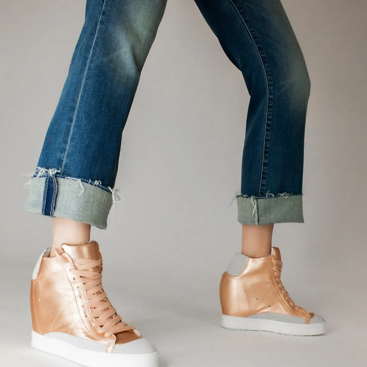 Fearless Champagne Rose Wedge Sneaker