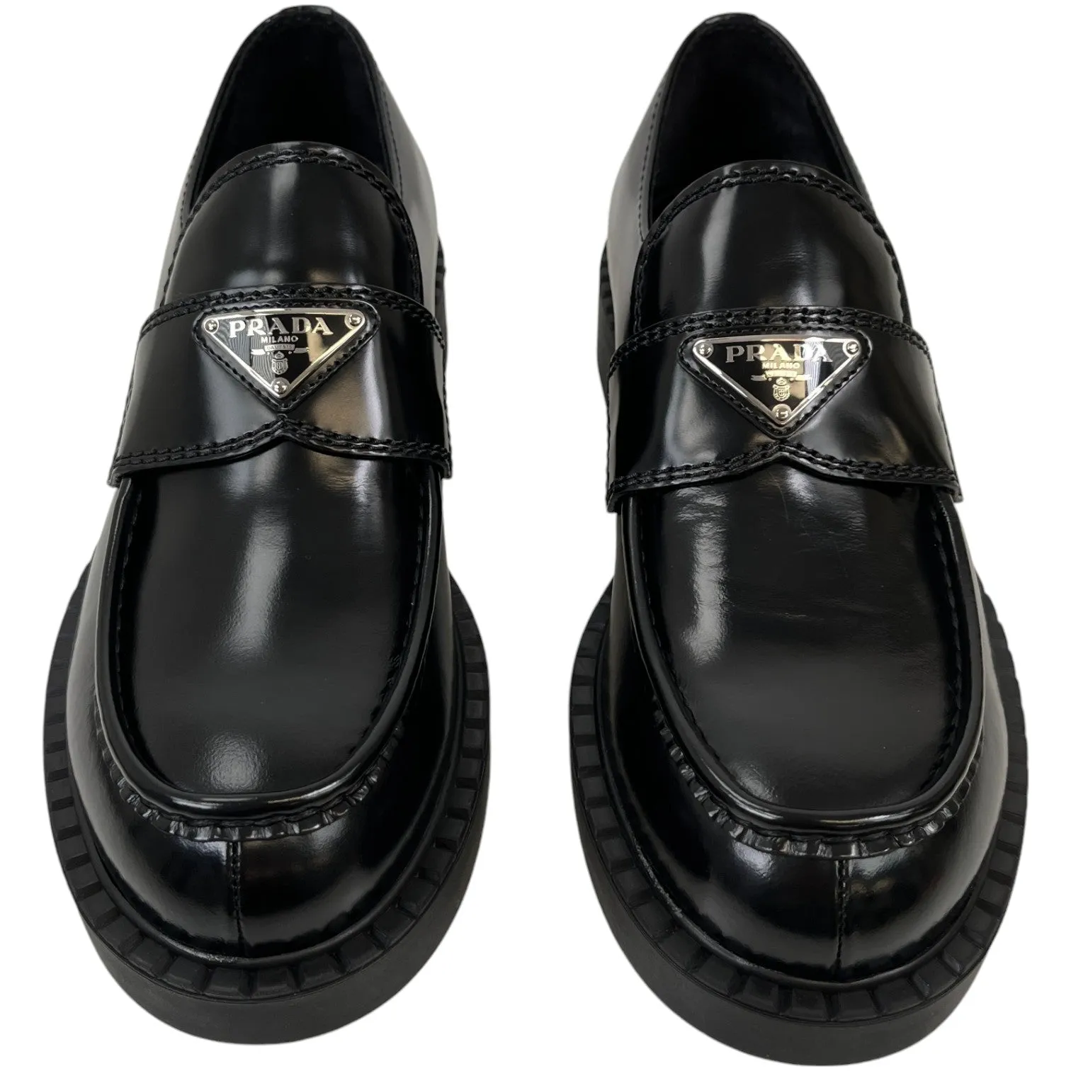 Men's Plaque Logo Loafers Black Size EU 41 / UK 7