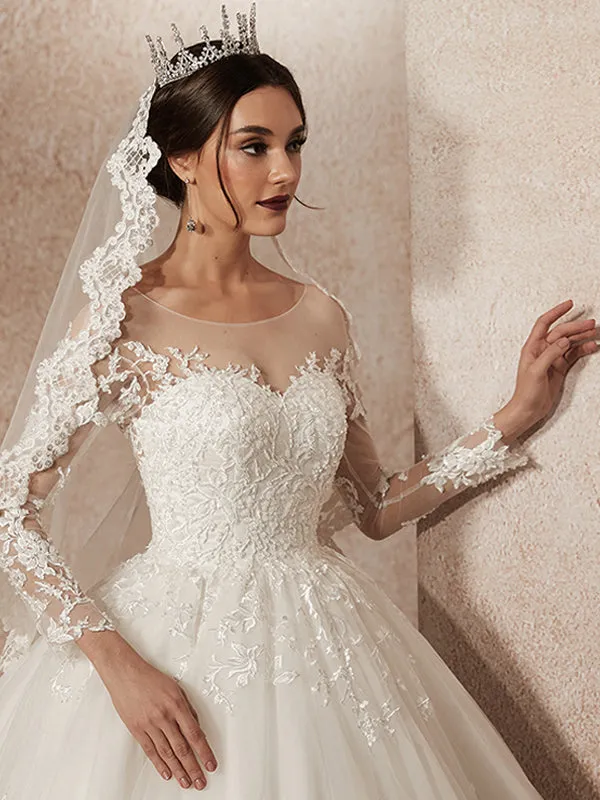 Modern V-Back Floral Lace Wedding Dresses