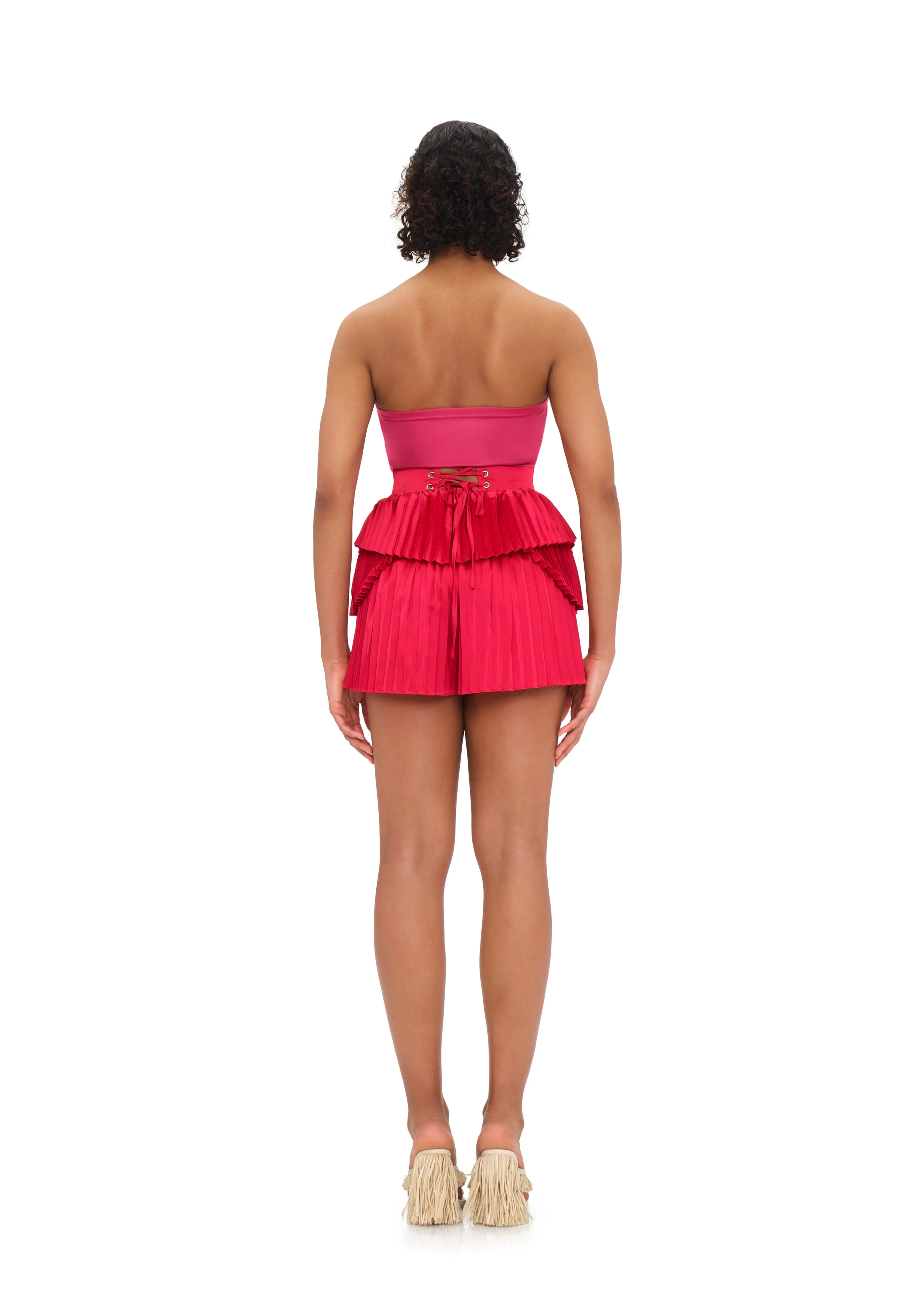 Pink Pleated Hibi Shorts