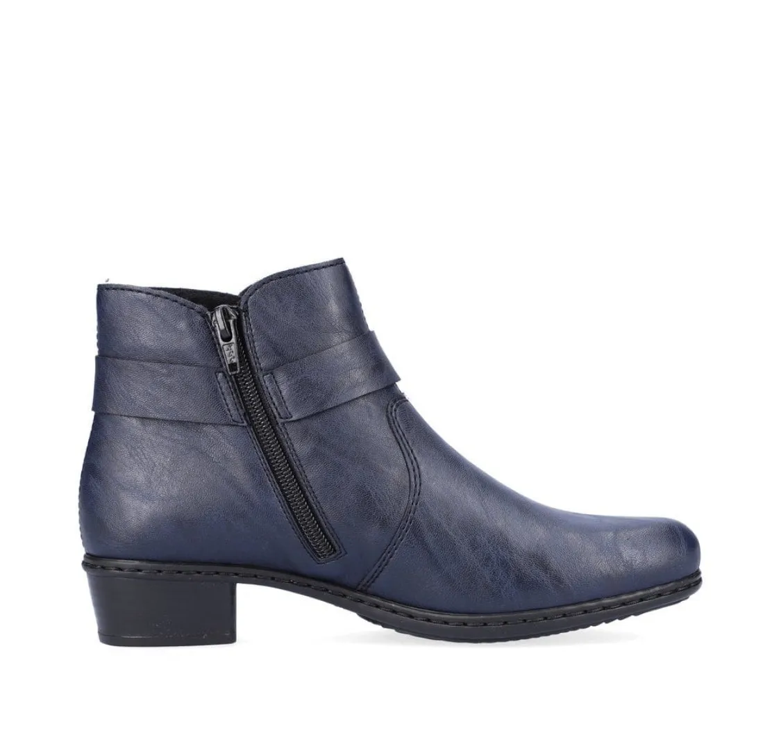 Rieker Y0775-14 Navy Low Heeled Ankle Boots