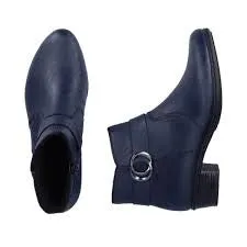 Rieker Y0775-14 Navy Low Heeled Ankle Boots