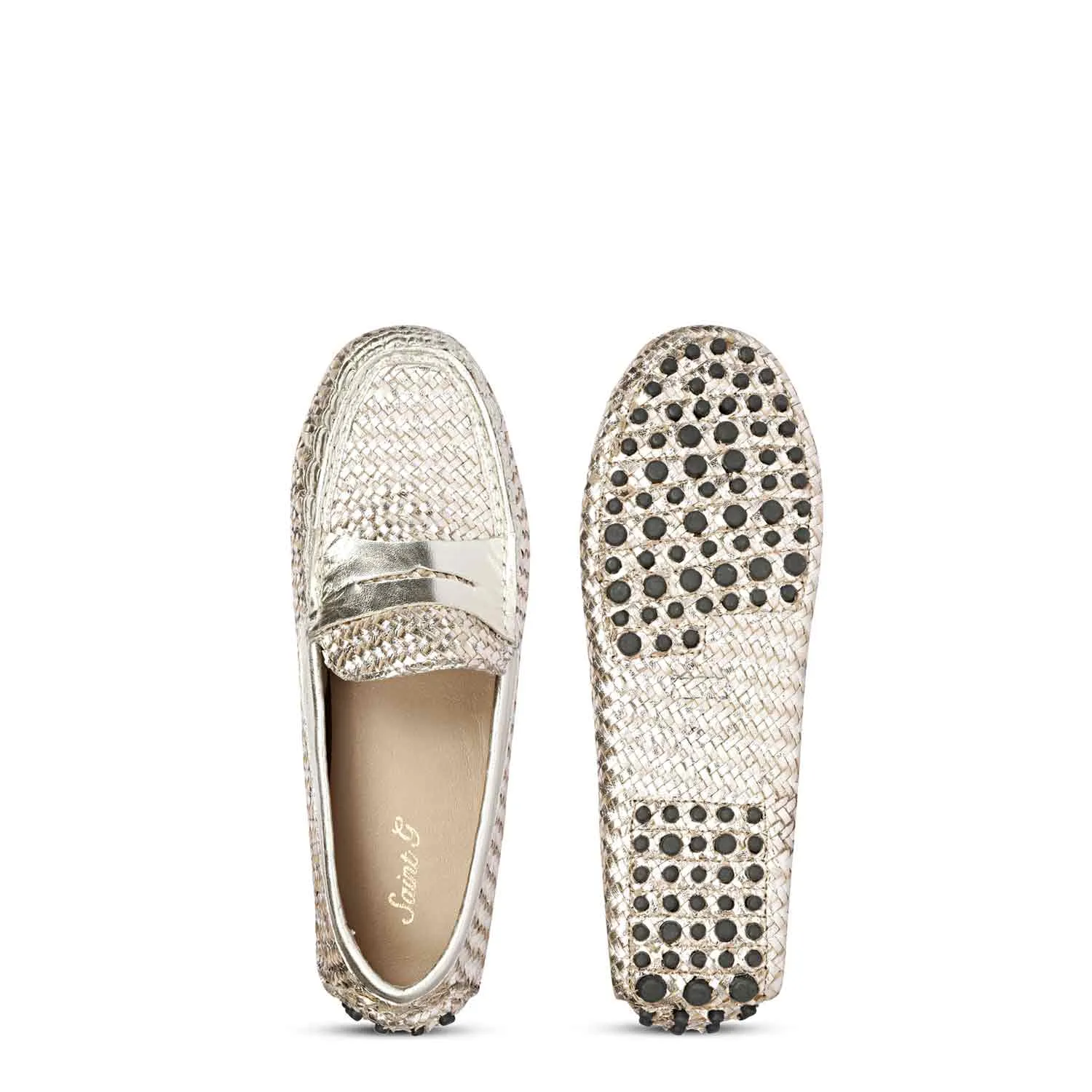 Saint Liana Platin Woven Leather Loafers