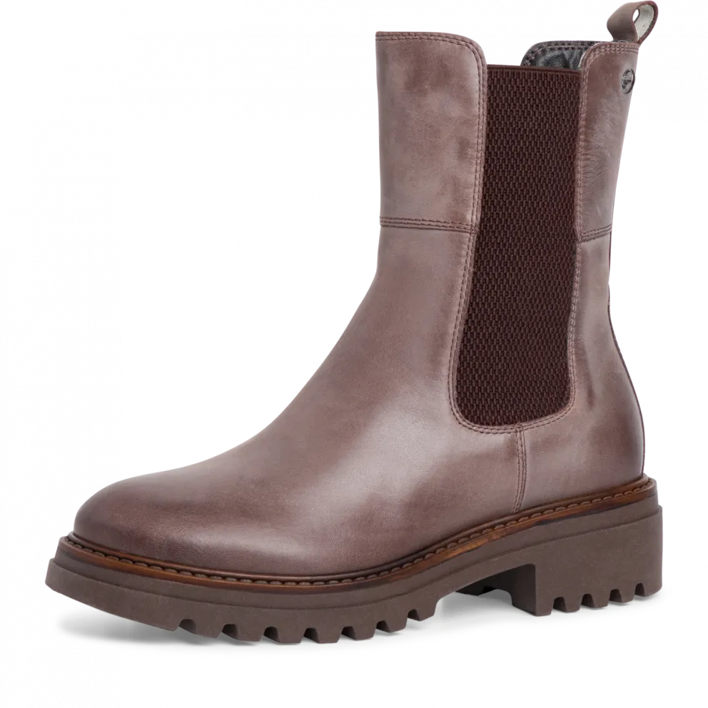 Tamaris 25433-29 Dark Pepper Leather Chelsea Boots