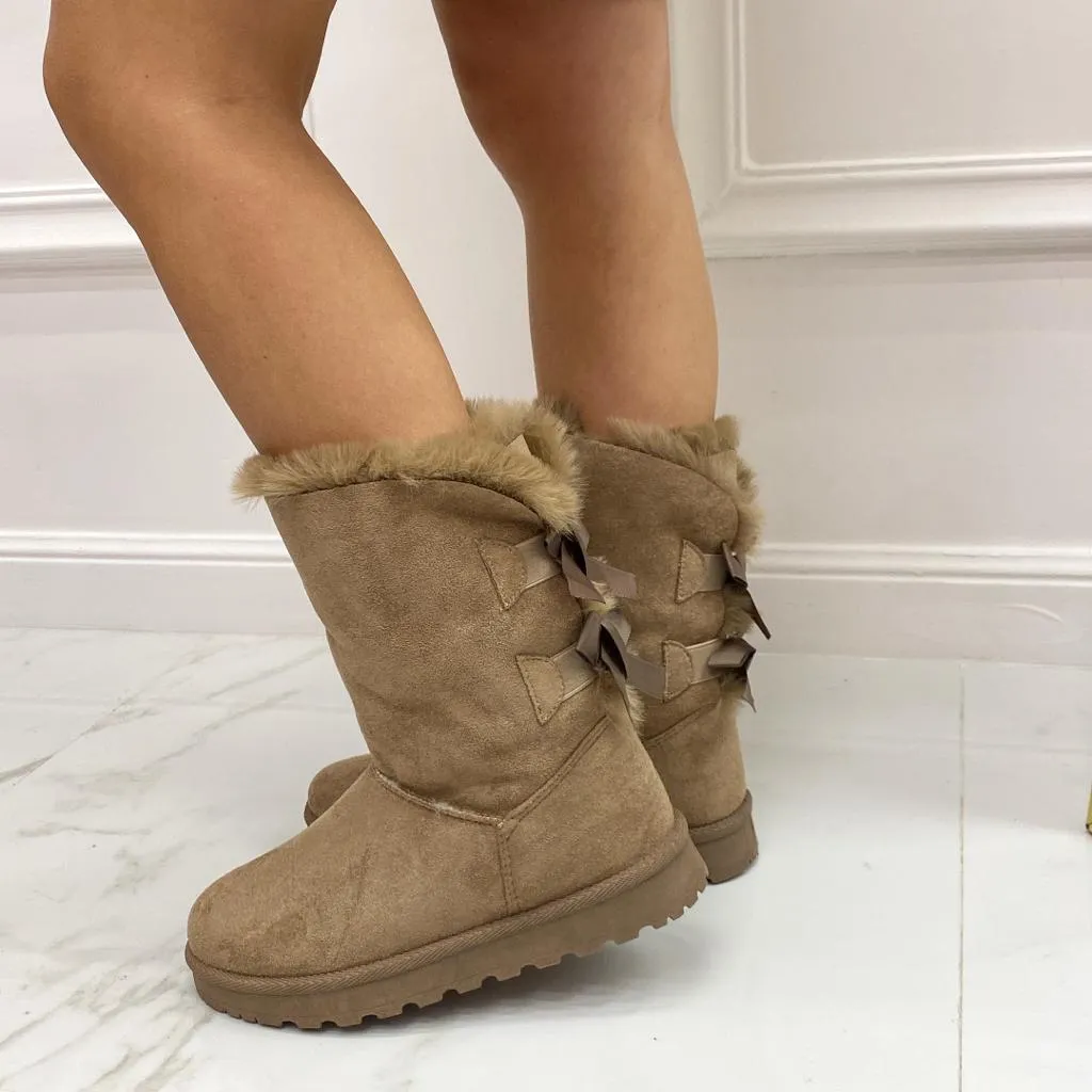 Texy - Stivaletto Eskimo Boots Fiocchi Comodo Khaki