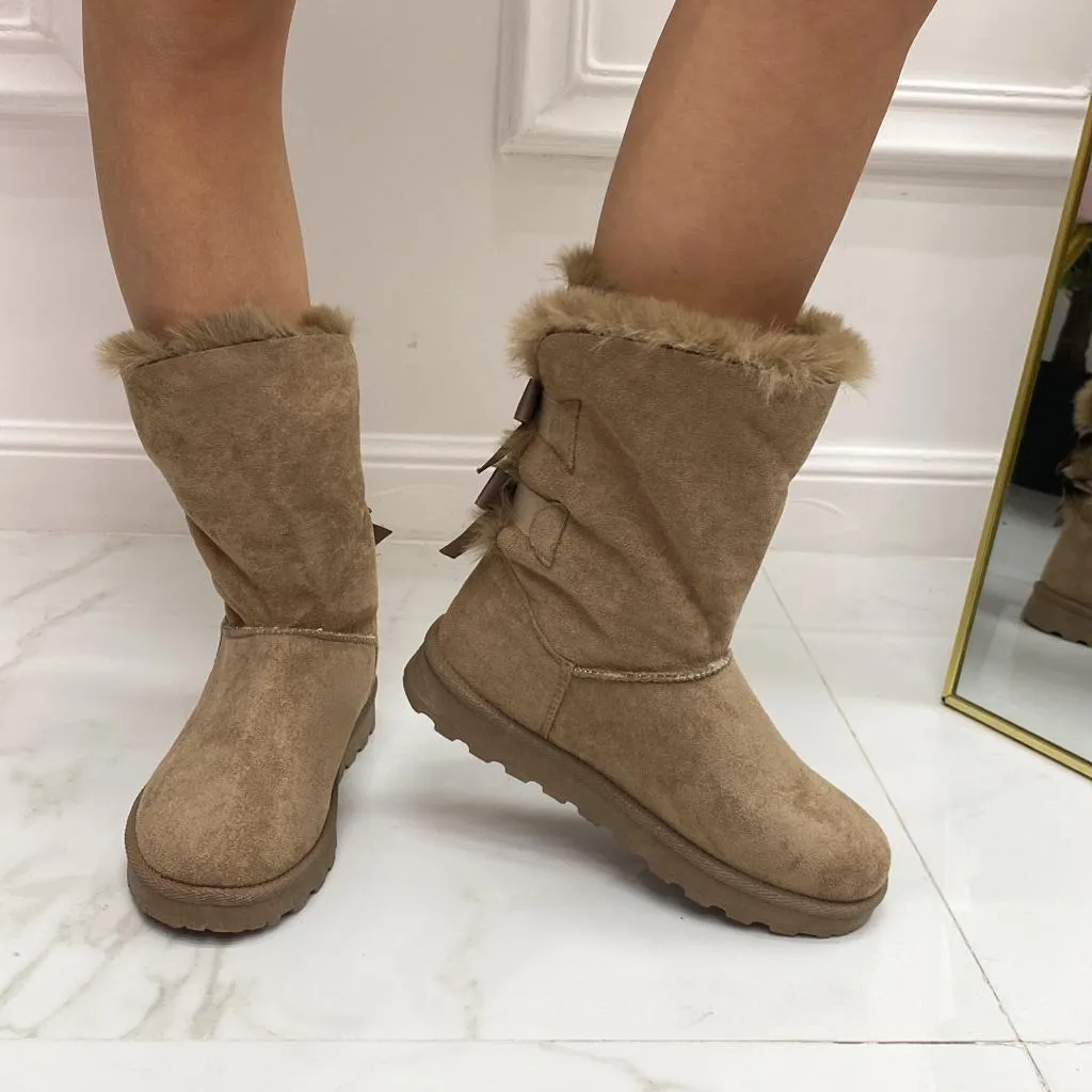 Texy - Stivaletto Eskimo Boots Fiocchi Comodo Khaki