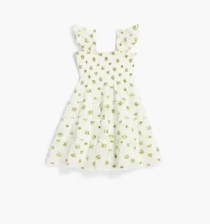 The Organza Baby Ellie Nap Dress - Olive/Coral Floral Jacquard