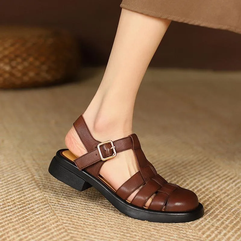 Thick Heel Round Toe Women's Roman Sandals